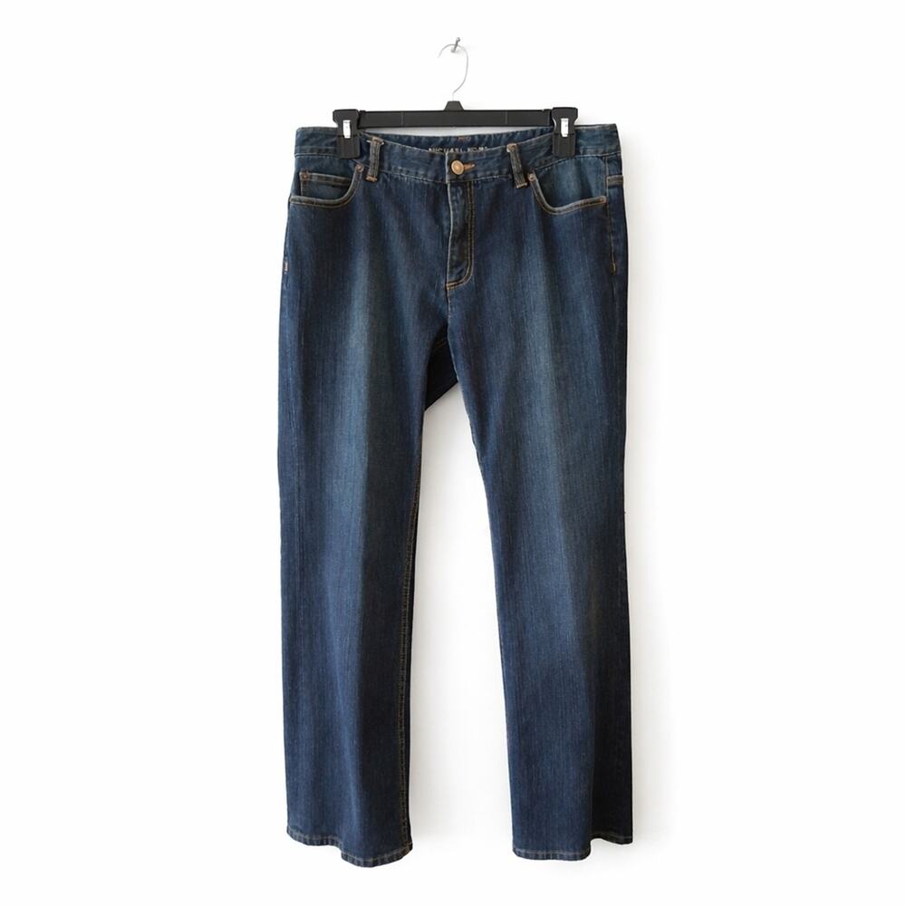 Michael Kors Dark Wash Straight Leg Jeans Size 10 Stretch Denim - Picture 2 of 5